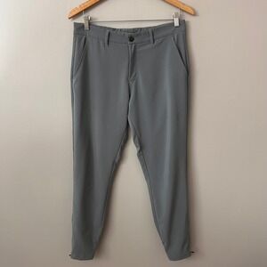 PRIMO Men's 32 Short Gray Performance Ankle Jogger Pants Flat Front Stretch
